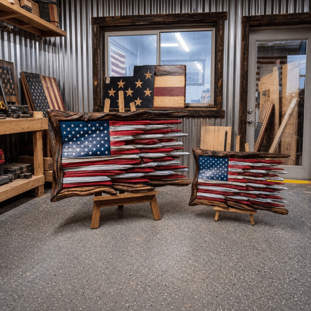🇺🇸 Handcrafted Wooden American Flag Wall Decor
