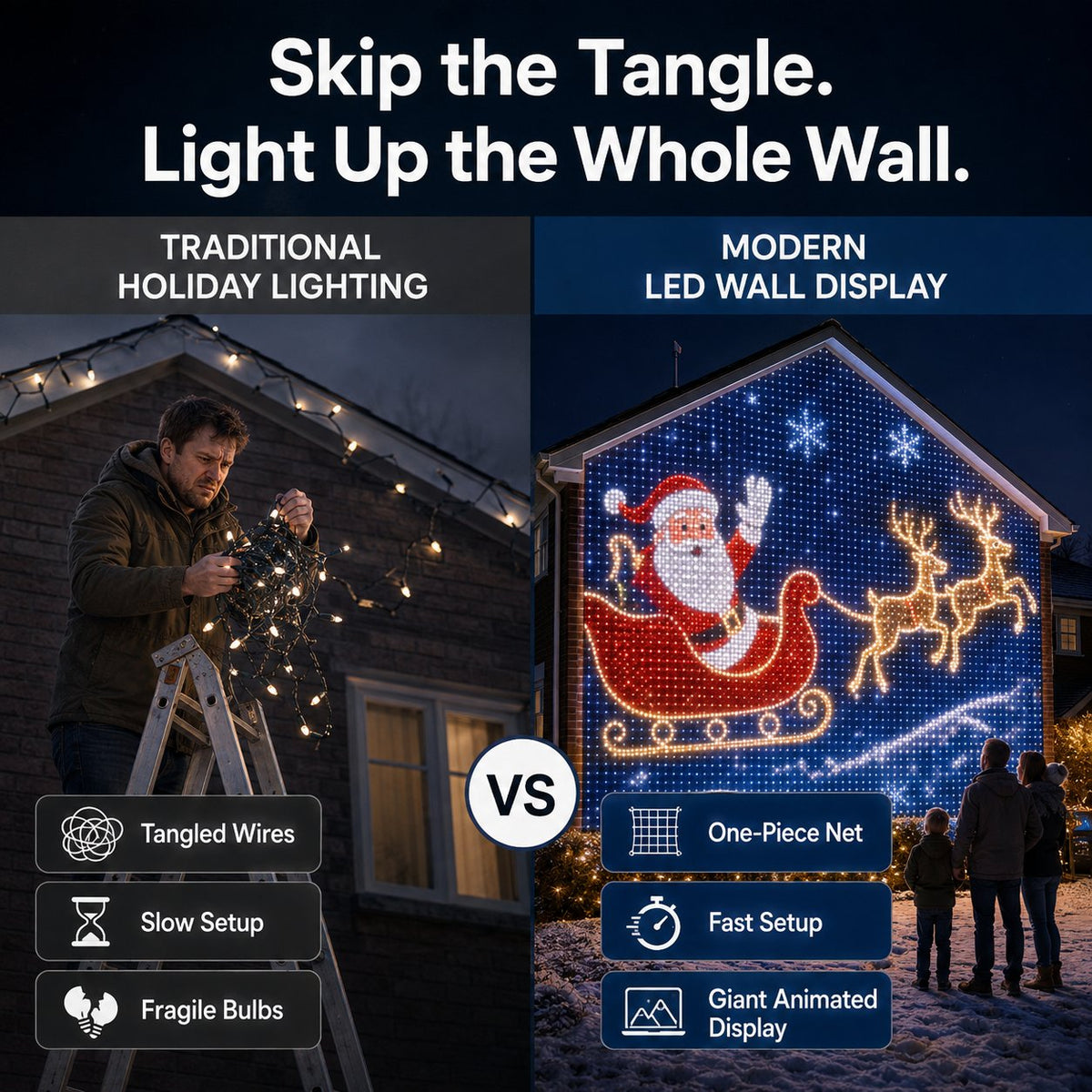 🎇✨Christmas LED House Net & Smart Outdoor Wall Curtain Light