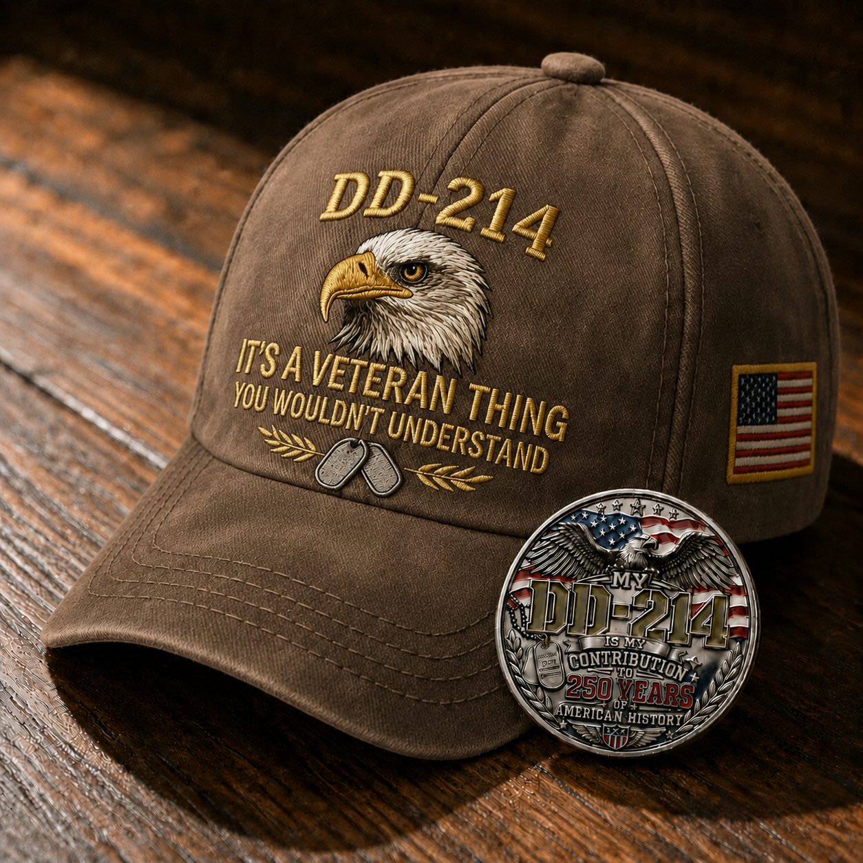 DD-214 Veteran Hat -It's a veteran thing - Embroidered Edition🎁 Free Honor Coin With Every Cap Purchase