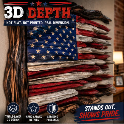 🇺🇸 Handcrafted Wooden American Flag Wall Decor