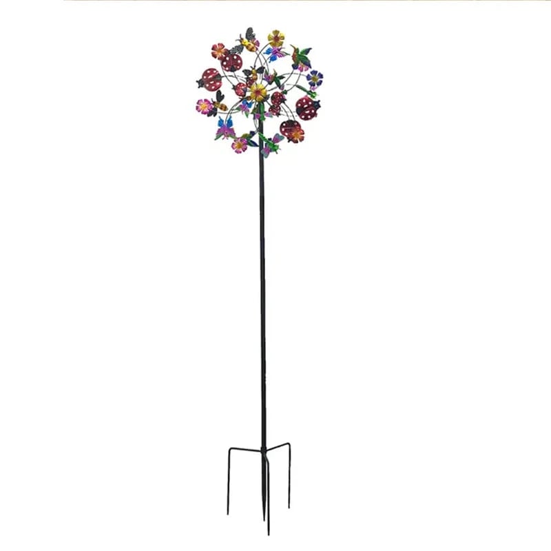 ☀️🌀Outdoors Solar Wind Spinners with Decorative Flowers🌸(Includes bracket)87cm