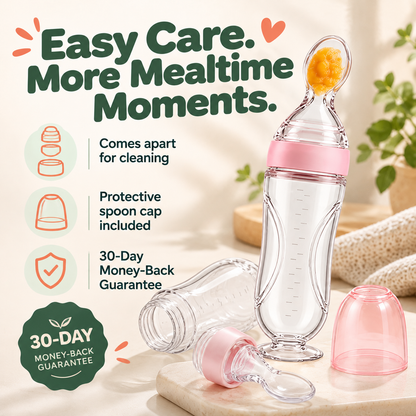 🥰TinyBits Baby Food Squeeze Spoon – 120 mL Purée Feeder with Protective Cap
