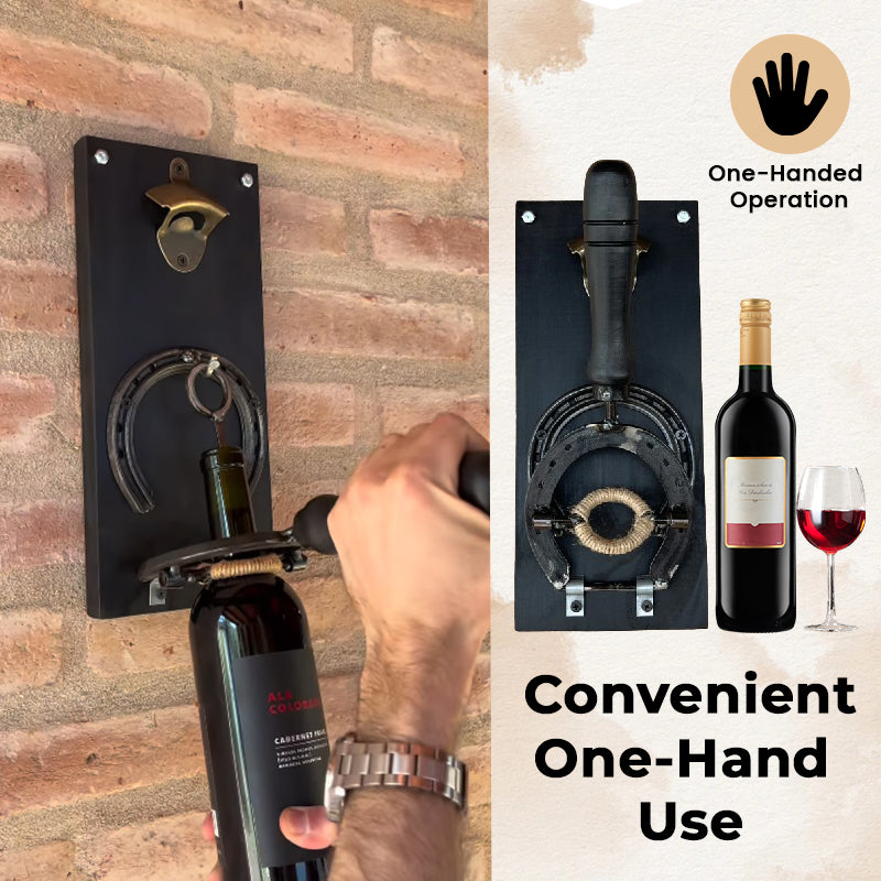 🍷 Rustic Horseshoe Wall-Mounted Wine Opener