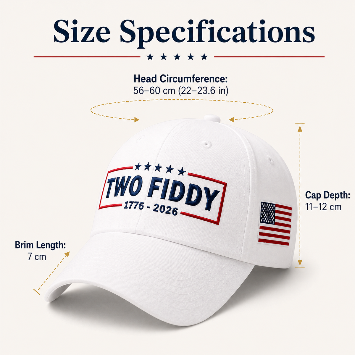 ❤️🤍💙TWO FIDDY 1776–2026 250th Anniversary Patriotic Embroidered Cap