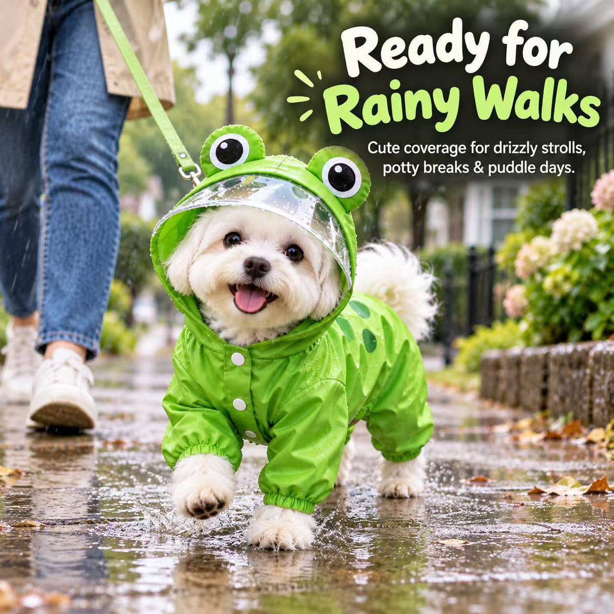 Frog Dog Raincoat – Full-Body Coverage for Happier Rainy Walks 🐸