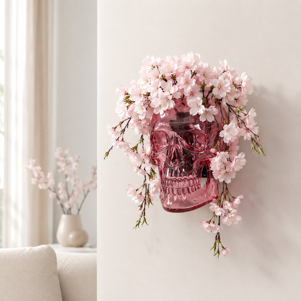 Gothic Skull Wall Vase 💀🌸 – Hangable & Tabletop Freestanding