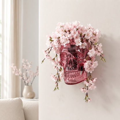 Gothic Skull Wall Vase 💀🌸 – Hangable & Tabletop Freestanding