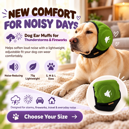 PetMuffs Noise-Reducing Dog Ear Muffs for Thunderstorms & Fireworks – Lightweight, Adjustable Fit