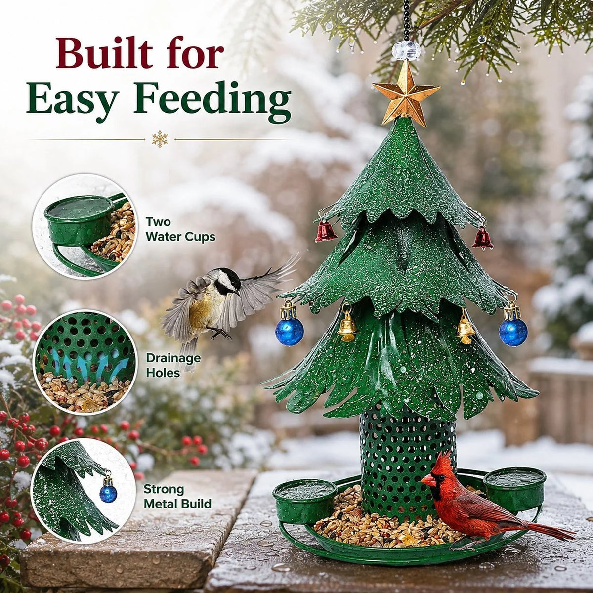 🌟HOT SALE🌟Christmas Tree Bird Feeder🎄Festive Backyard Holiday Decor