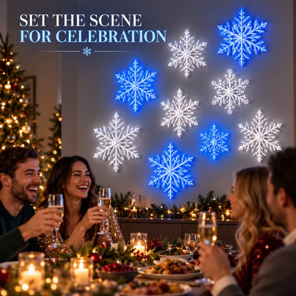 Last Day 49% OFF – ❄️ LED Snowflake Wall Lights | 3D Christmas Snowflake Décor with Blue & White Glow, Remote Control & Magical Indoor Holiday Atmosphere ✨