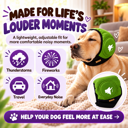 PetMuffs Noise-Reducing Dog Ear Muffs for Thunderstorms & Fireworks – Lightweight, Adjustable Fit