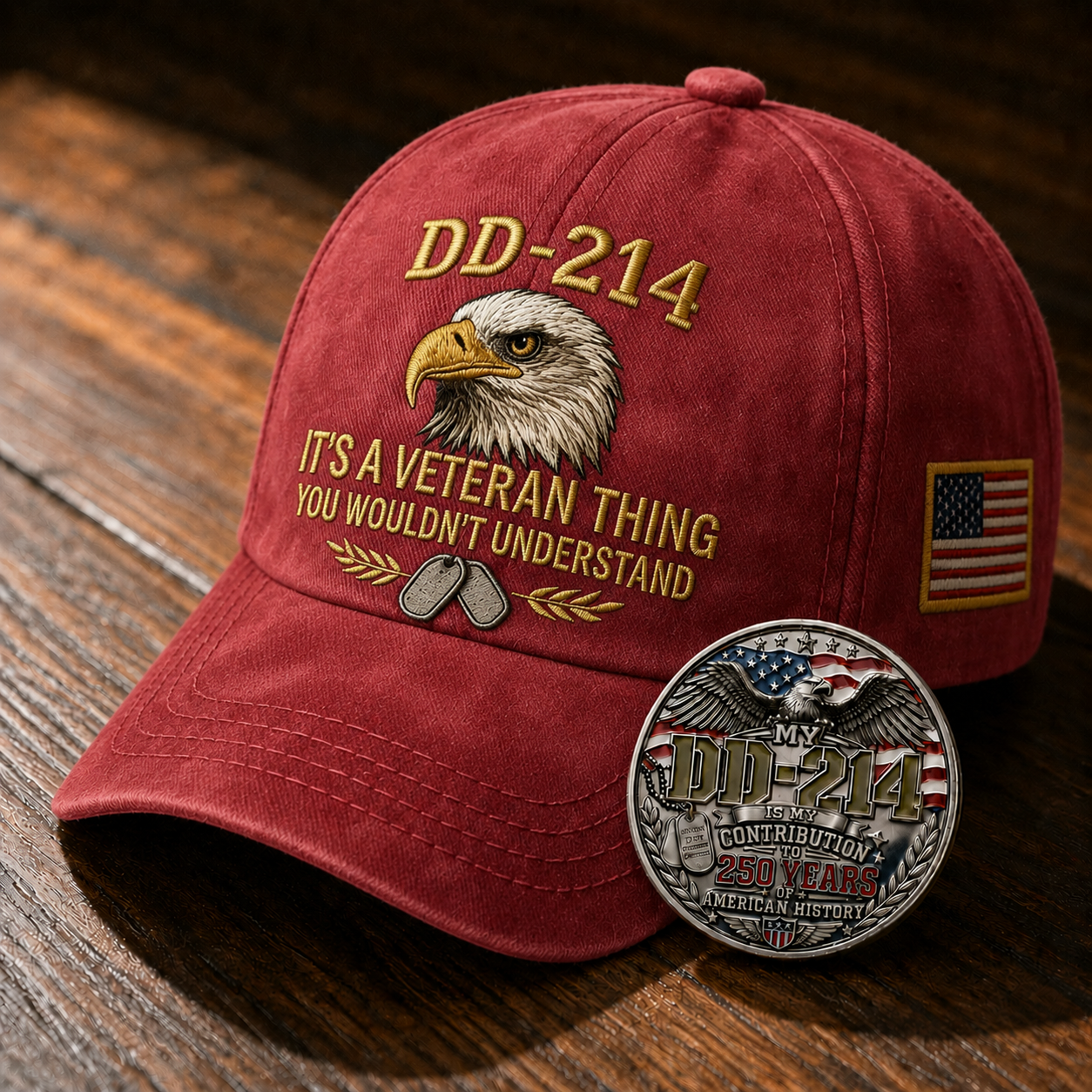 DD-214 Veteran Hat -It's a veteran thing - Embroidered Edition🎁 Free Honor Coin With Every Cap Purchase