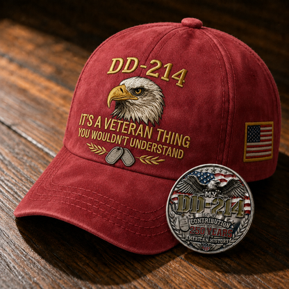 DD-214 Veteran Hat -It's a veteran thing - Embroidered Edition🎁 Free Honor Coin With Every Cap Purchase