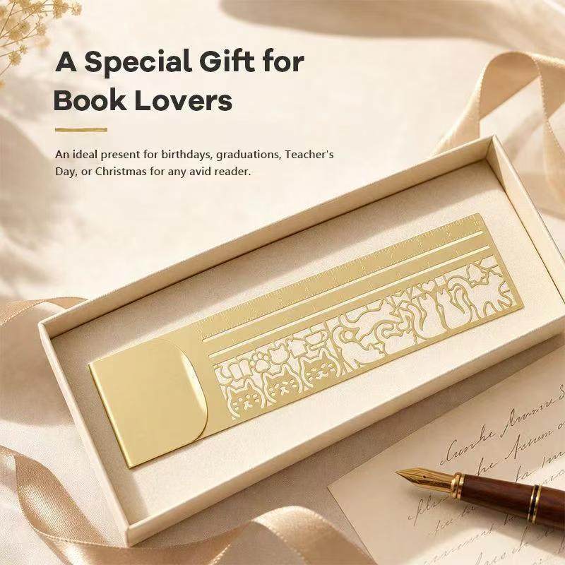 🔥Last Day 49% OFF 🐱✨ Cat Lover’s 2-in-1 Metal Bookmark Ruler