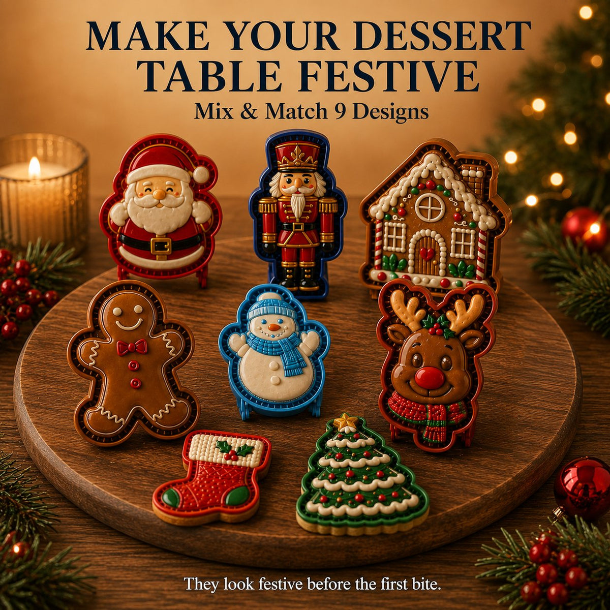 ⏳ Last Day 50% OFF – 🎄 9-Design Christmas Mini Pie Mold Collection 🥧✨