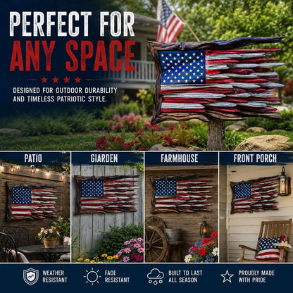 🇺🇸 Handcrafted Wooden American Flag Wall Decor