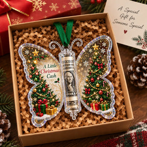 🦋💵 3D Embossed Butterfly Christmas Cash Gift Ornament – Holiday Money Holder Keepsake 🎄✨