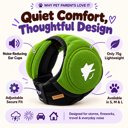 PetMuffs Noise-Reducing Dog Ear Muffs for Thunderstorms & Fireworks – Lightweight, Adjustable Fit
