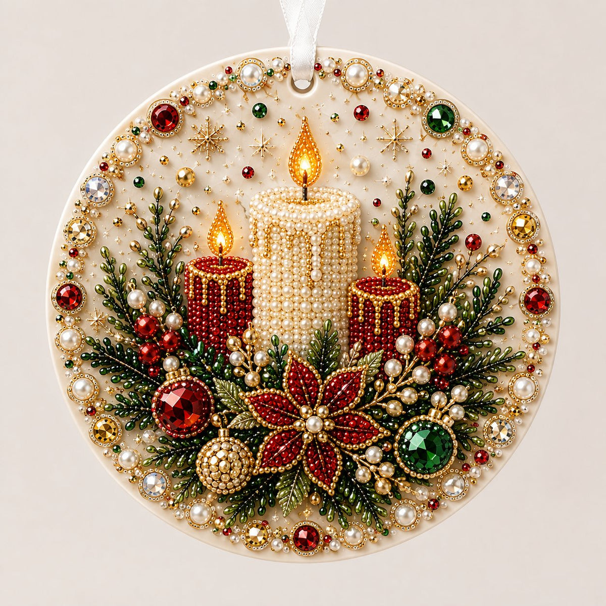 🌲✨ DIY Pearl & Gem Christmas Ornament Collection