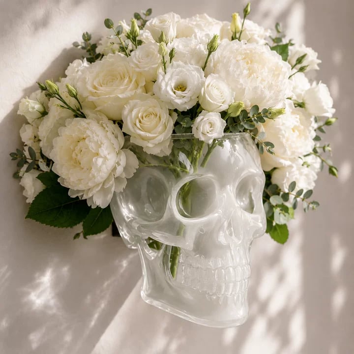 Gothic Skull Wall Vase 💀🌸 – Hangable & Tabletop Freestanding