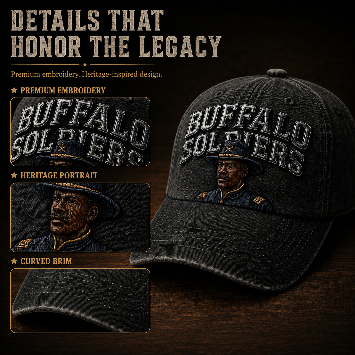 🐎 1866-2026 Buffalo Soldiers Legendary Heritage Embroidered Cap - 160th Anniversary Limited