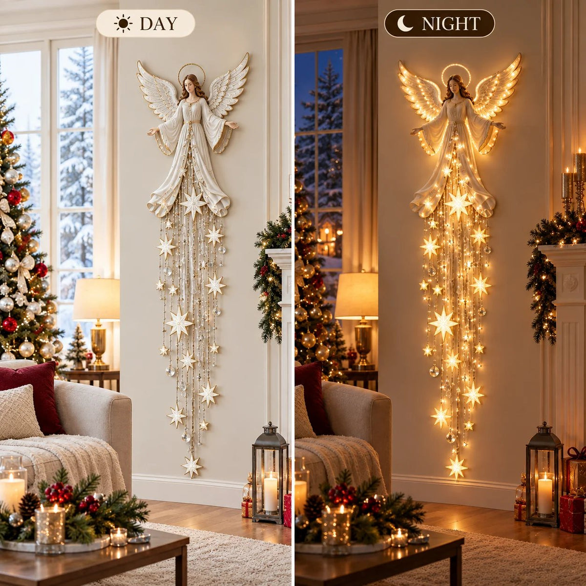 🔥Angel Blessing Starfall Wall LightTM – Heavenly Christmas Wall Decor