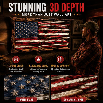 🇺🇸 Handcrafted Wooden American Flag Wall Decor