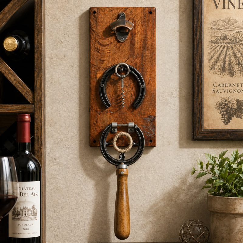 🍷 Rustic Horseshoe Wall-Mounted Wine Opener