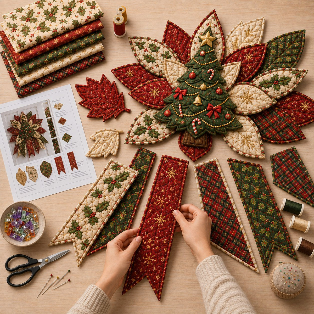 🎉 Holiday Celebration 49% OFF 🎄 – Festive Quilted Christmas Door Hanging DIY Sewing Kit