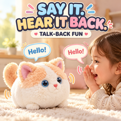 WinkyTail Interactive Plush Cat Toy – Talking Kitten with Voice Repetition, Moving Ears, Purring Sounds & Magnetic Pacifier