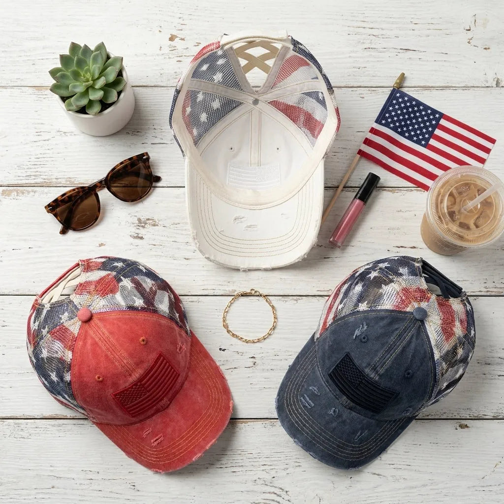 🔥American Flag Ponytail Embroidered Cap - Buy 2 Free Shipping
