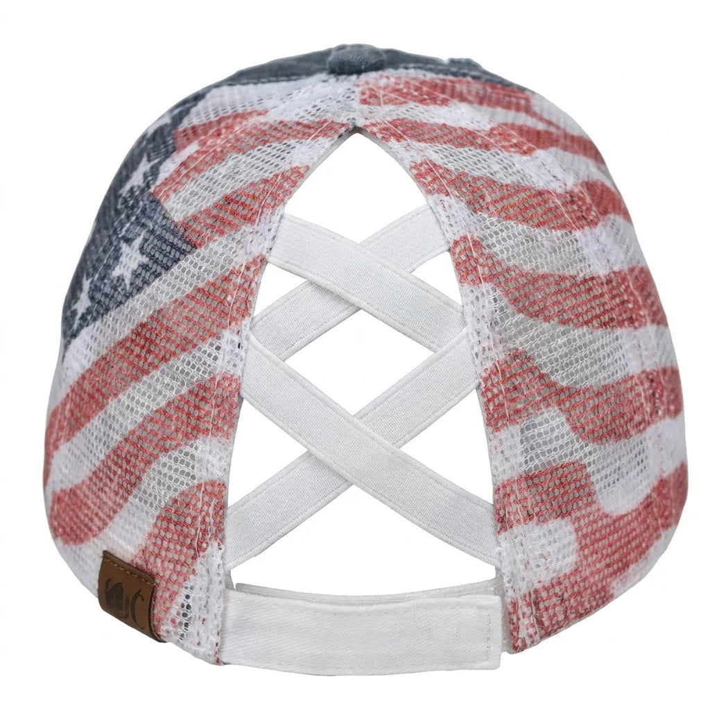 🔥American Flag Ponytail Embroidered Cap - Buy 2 Free Shipping