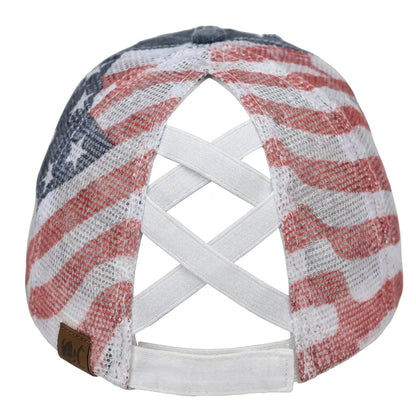 🔥American Flag Ponytail Embroidered Cap - Buy 2 Free Shipping