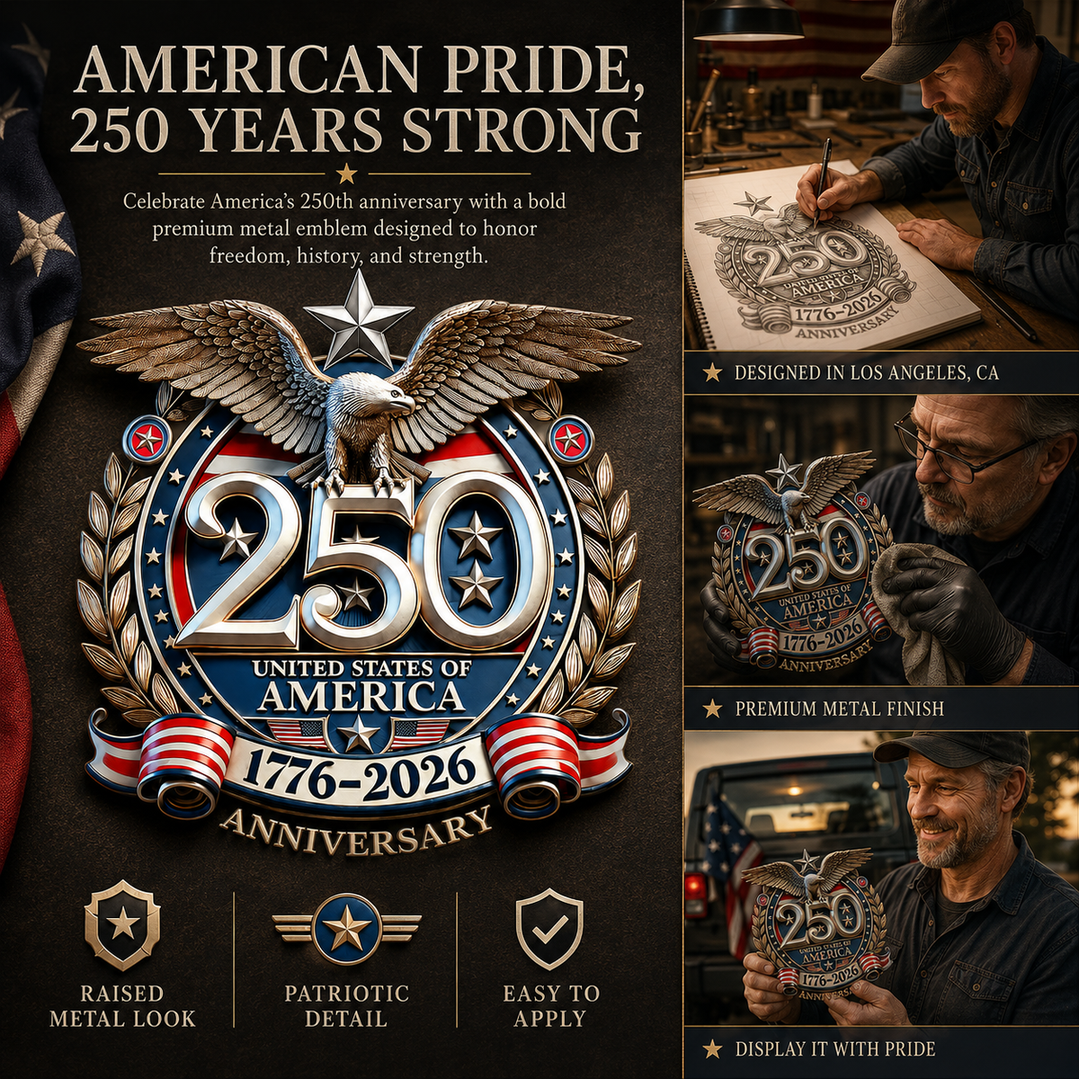 🇺🇸 250th Anniversary Sale - 250th Anniversary USA Eagle Metal Emblem