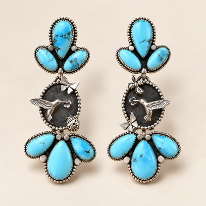 Handcrafted Golden Hills Hummingbird Garden Earrings - Only 7 Left