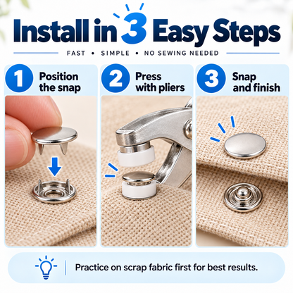 No-Sew Snap Fastener Repair & DIY Kit