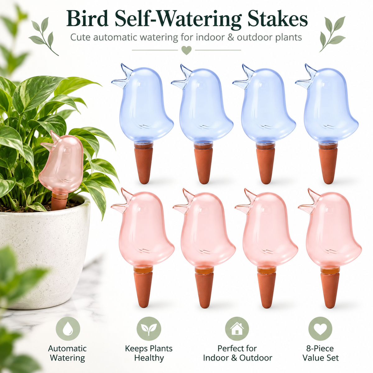 🌱Automatic Self-Watering Plant Spikes – Adjustable Drip Irrigation System