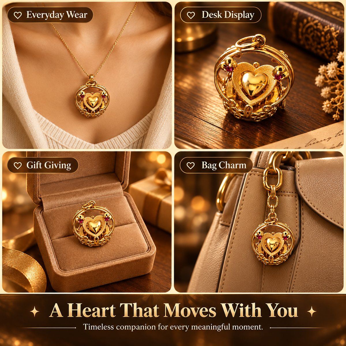 ❤️ Timeless Heartbeat Mechanical Pendant – Moving Heart Love Charm