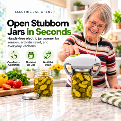 One-Touch Automatic Jar Opener – 🫙Hands-Free Electric Lid Twister for Seniors & Arthritis