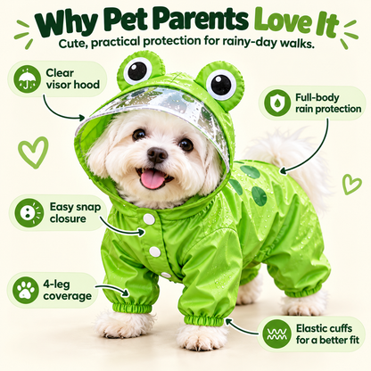 Frog Dog Raincoat – Full-Body Coverage for Happier Rainy Walks 🐸