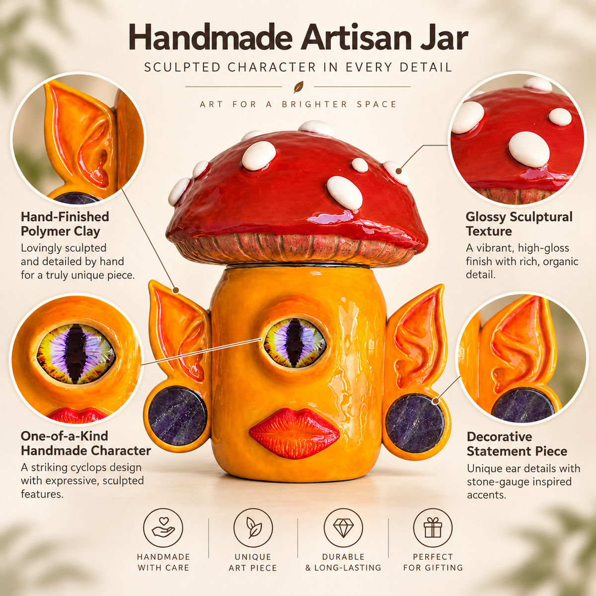 ✨Handmade jars using polymer clay and stone gauges