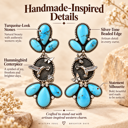 Handcrafted Golden Hills Hummingbird Garden Earrings - Only 7 Left