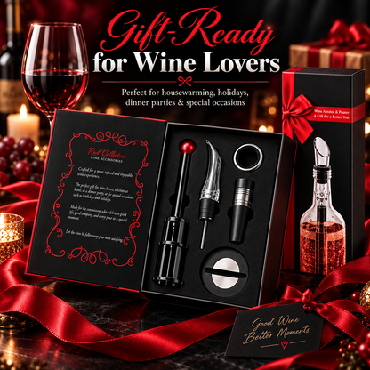 RedRibbon™ Premium Wine Accessory Collection - Open • Pour • Aerate • Preserve • Enjoy