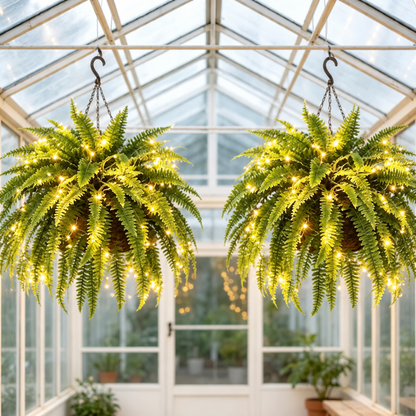 Glowing Boston Ferns with Lights – 🌿 Zero Watering, Zero Maintenance