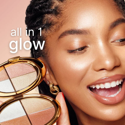 Glow Wardrobe Eye & Cheek Palette Eyeshadow and Highlighter Makeup (FREE Pro Brush Included)