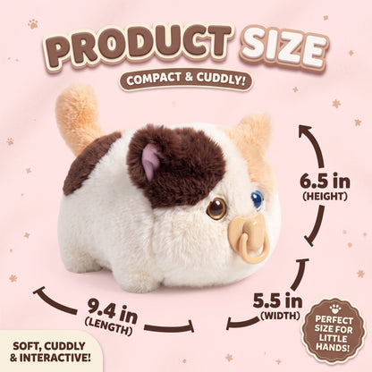 WinkyTail Interactive Plush Cat Toy – Talking Kitten with Voice Repetition, Moving Ears, Purring Sounds & Magnetic Pacifier