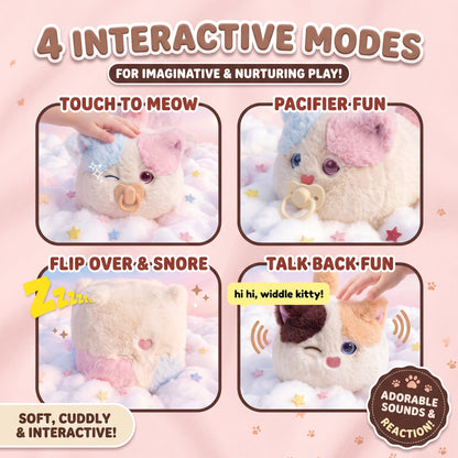 WinkyTail Interactive Plush Cat Toy – Talking Kitten with Voice Repetition, Moving Ears, Purring Sounds & Magnetic Pacifier