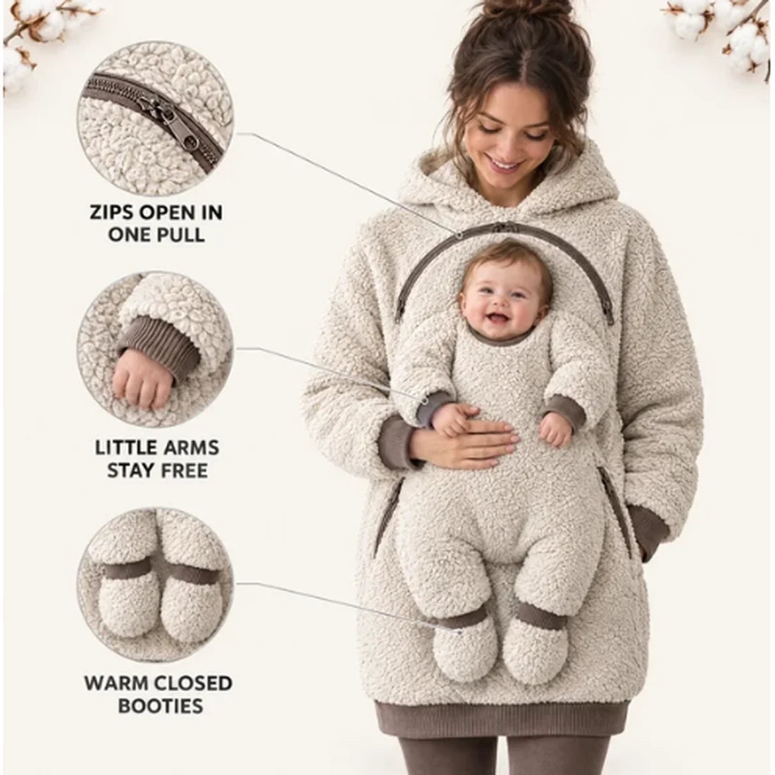 SnugNest™ 2-in-1 Baby Carrier Hoodie – Built-In Support, No Buckles & Cozy Warmth