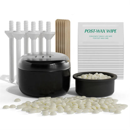 Easy to Use Nose & Brow Wax Pot – Includes FREE 6 Silicone Applicators, Wooden Sticks, Cotton Swabs & Post-Wax Wipes
