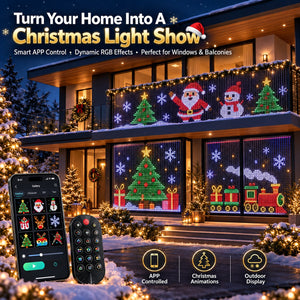 🎄 Smart RGB Pixel LED Curtain Lights | App-Controlled Dynamic Holiday Light Show for Outdoor Home Decoration